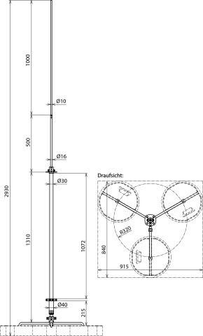 Actual product image Dehn FM D30 L2800 DBS R320 GRP AL STTZN interception rod 30 f. HVI-light cable SET w.