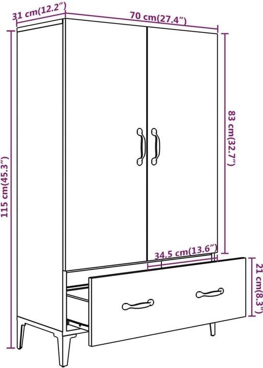 Produktbild vidaXL Highboard (70 x 31 x 115 cm)