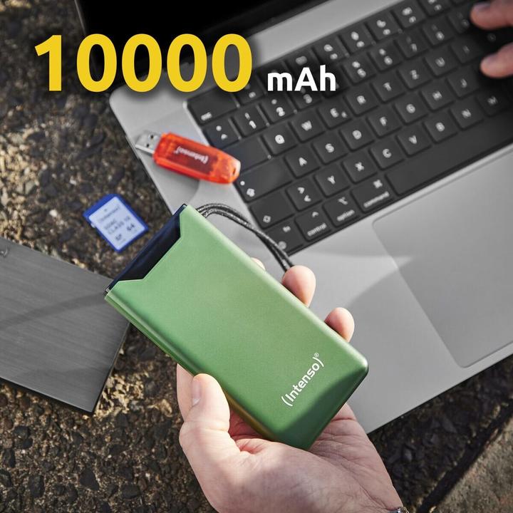 Image du produit Intenso Powerbank F10000 Green (vert, 10 000 mAh, PD 3.0, Quick Charge 3.0) (10000 mAh, 20 W, 20 Wh)