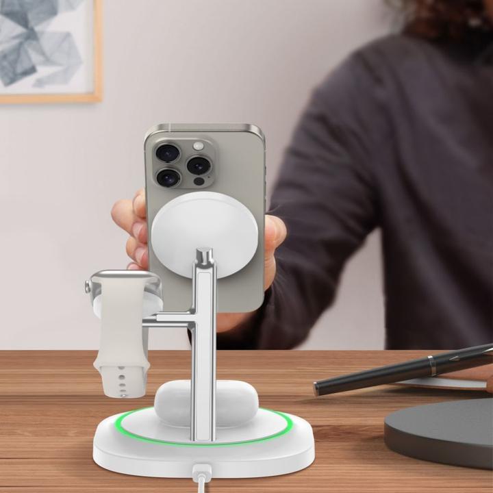 Actual product image Tech-Protect QI15W-A46 3in1 Magnetic MagSafe Inductive Charger - White (15 W)