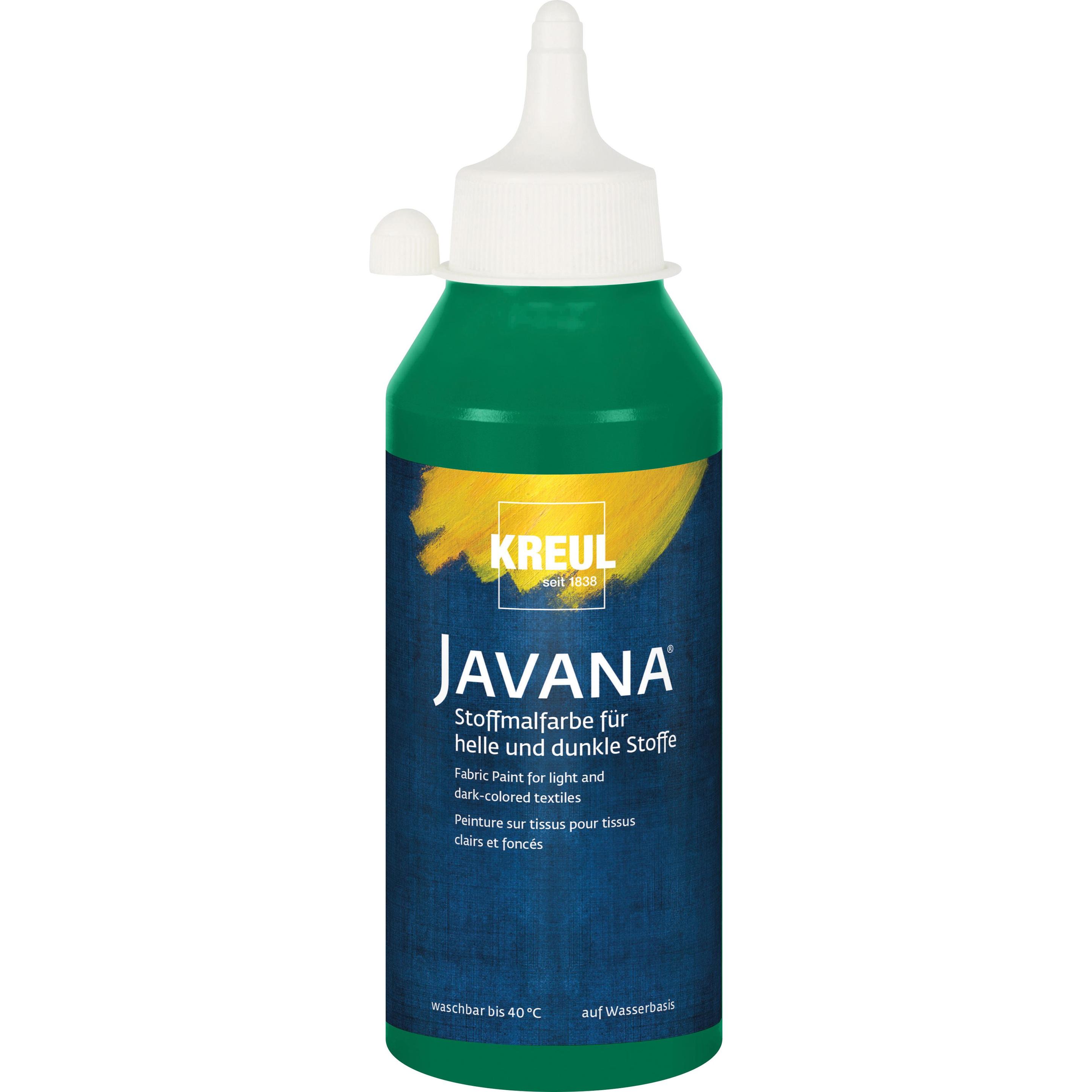Kreul, Künstlerfarbe + Bastelfarbe, Javana Stoffmalfarbe für helle und dunkle Stoffe, 250 ml (Dunkelgrün, 250 ml)