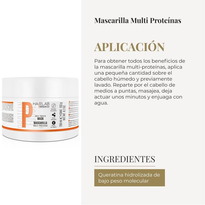 Produktbild Salerm Multi-Proteins Hair Lab Maske für geschädigtes Haar 250ml - Paraben-frei - stärkt und repariert (250 ml)