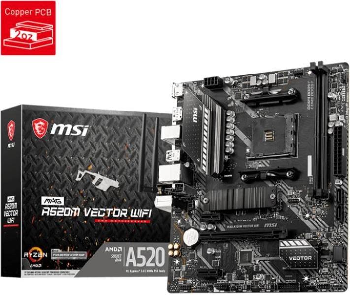 Image du produit MSI Mag A520m Vector Wifi (AM4, AMD A520, mATX)