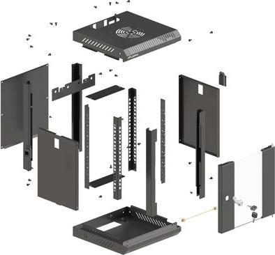 Produktbild Lanberg Szafa Instalacyjna Rack Wisząca 10 4u 300x300 Czarna Drzwi Przeszklone (Flat Pack) (4 HE, 10 Zoll Rack)
