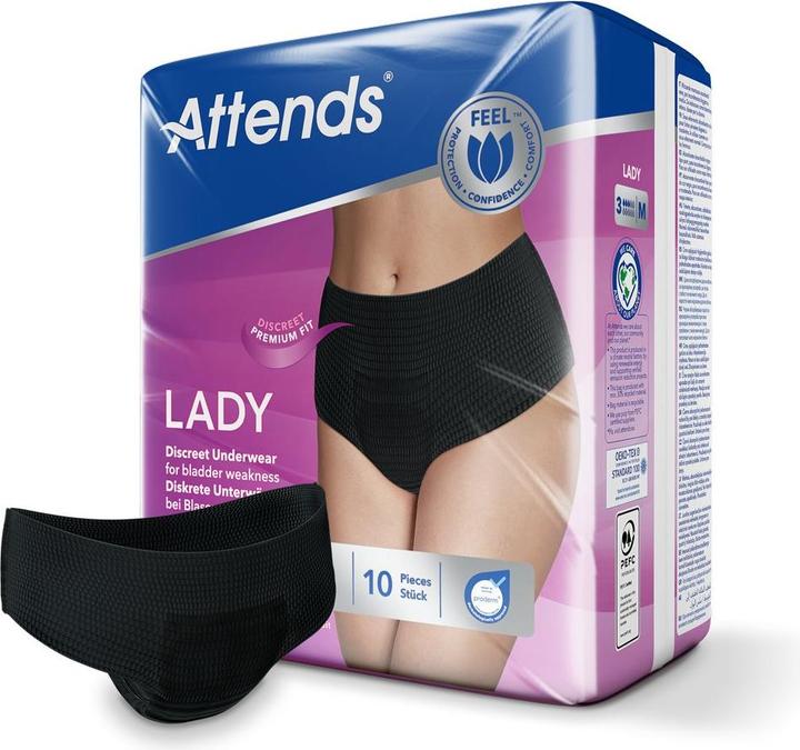 Image du produit Attends Lady 3 Discreet M noir Btl 10 Stk (10 x, M)