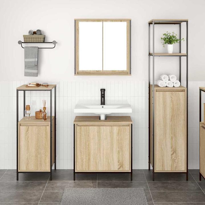 Produktbild vidaXL 3-teilige Badezimmermöbel Set Sonoma Eiche Holzwerkstoff