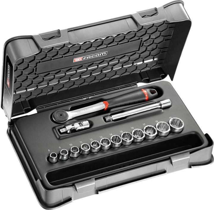 Actual product image Facom 3/8' SOCKET SET 12PT MM J.161B 15PC