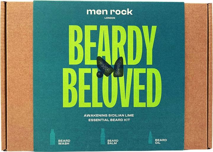 Actual product image Men Rock Beardy Beloved Awakening Sicilian Lime Beard Kit, beard balm 100ml, beard wash 100ml, beard oil 30ml