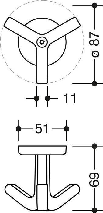 Produktbild Hewi Dreifachhaken Serie 477 matt, elastisch 92 anthrazitgrau Höhe 69 mm Ø 51 mm