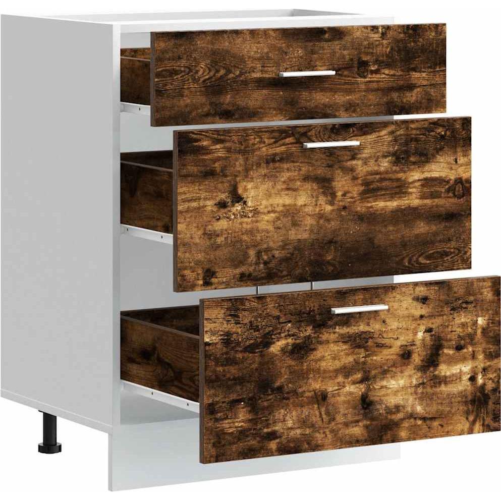 VidaXL, Regal, Küchenunterschrank Räuchereiche Holzwerkstoff Spülenunterschrank (60 x 46 x 81.5 cm)