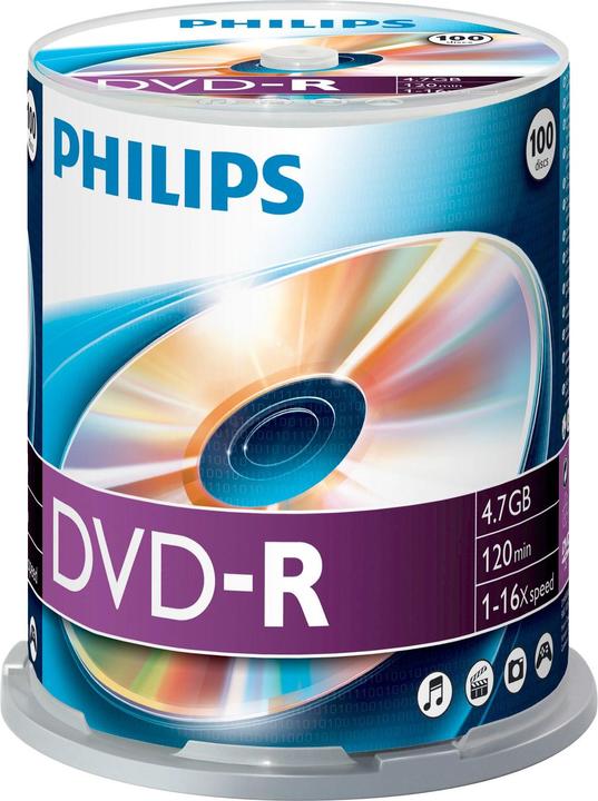 Image du produit Philips 1x100 DVD-R 4.7GB 16x SP (100 x)