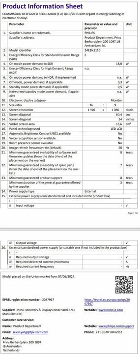 Produktbild Philips 27E1N1200A/00 (1920 x 1080 Pixel, 27")