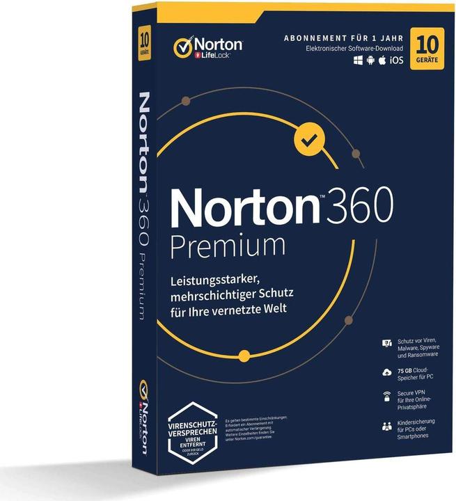 Actual product image Norton 360 PREMIUM 75GB GE 1 USER 10 DEVICE 12 Months GENERIC MM (10 User, 12 months)