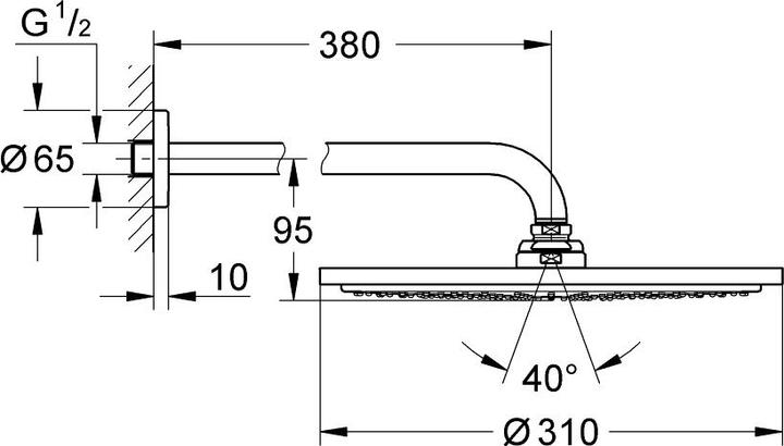 Actual product image Grohe Overhead shower set Rainshower Cosmopolitan 310 26066GL0 31 cm incl. shower arm 38 cm cool (9 l/min)