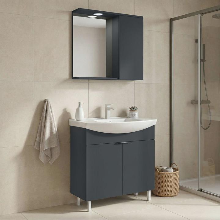 Produktbild Homitis Purus 80 Bathroom Cabinet With Sink & Mirror Set (2 Pieces)