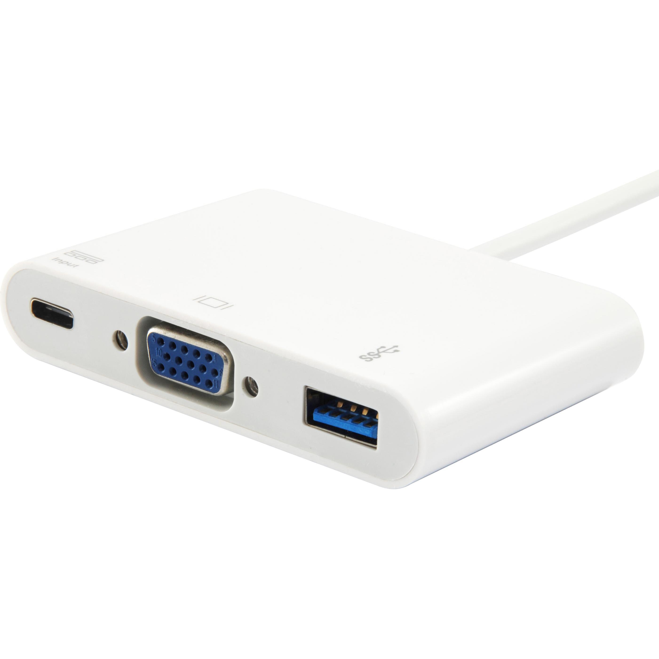equip 133462 Presa USB da tipo C a VGA Presa USB A Presa USB A Adattatore PD (USB-C, 3 porte), Docking station + Hub USB, Bianco
