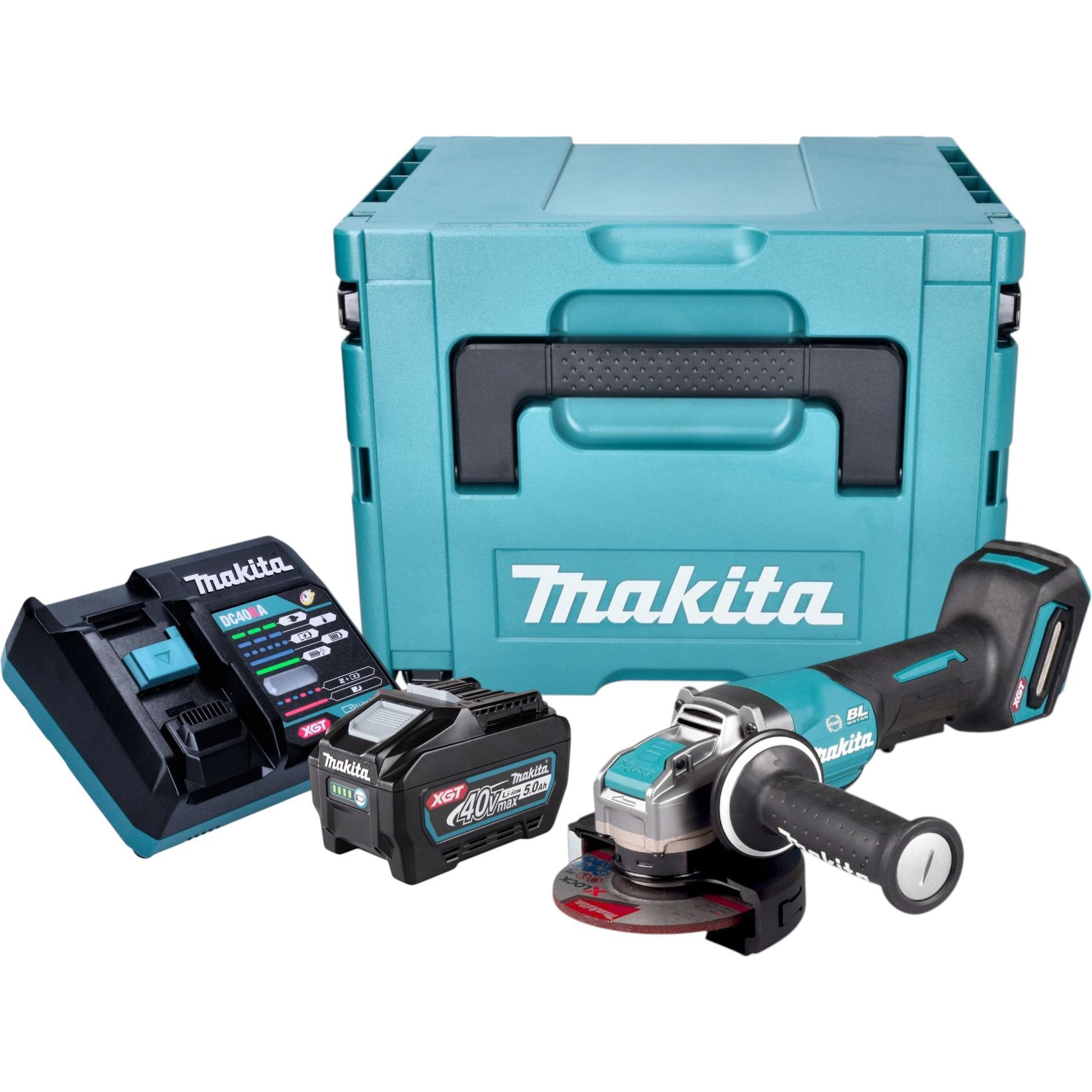 Makita, Winkelschleifer, GA 047 GT101 Akku Winkelschleifer 40 V max. 125 mm X-LOCK Brushless + 1x Akku 5,0 Ah + (125 mm)