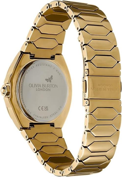 Actual product image Olivia Burton Multifunction Quartz Watch with Black Mother-of-Pearl Dial and Hexagonal Link Bracelet (36 mm)