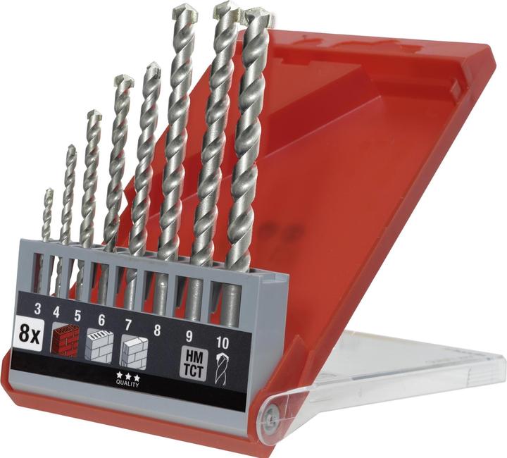 Immagine prodotto kwb Set di punte da muratore 8 pezzi con punta in metallo duro (3 mm, 4 mm, 5 mm, 6 mm, 7 mm, 8 mm, 9 mm, 10 mm)