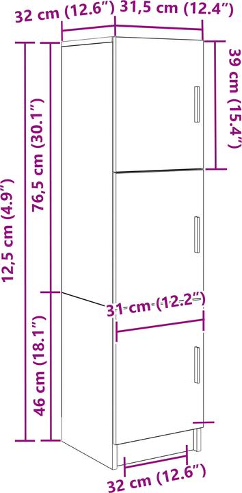 Produktbild vidaXL Highboard-Möbel (32 x 31.50 x 122.50 cm)