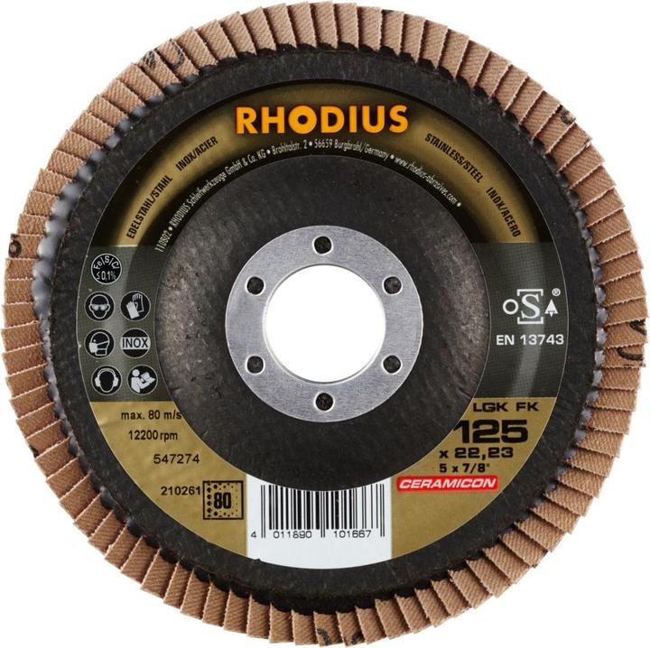 Actual product image Rhodius TOPline LGK FK flap disc 125 x 22.23 mm K80