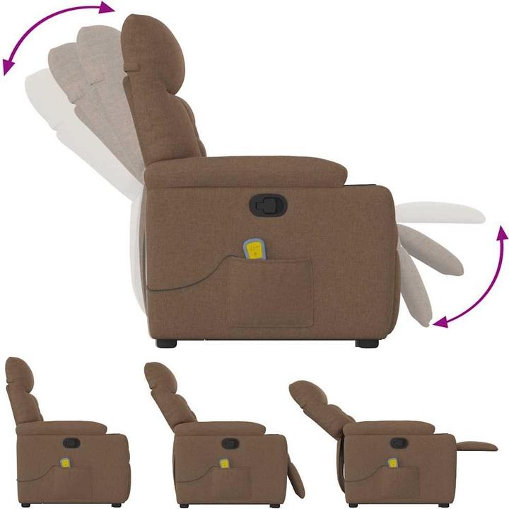 Actual product image vidaXL Massage chair with stand-up aid brown fabric