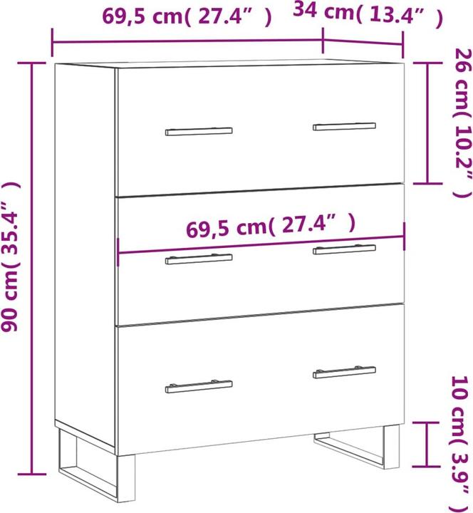 Image du produit vidaXL Sideboard (69.50 x 34 x 90 cm)
