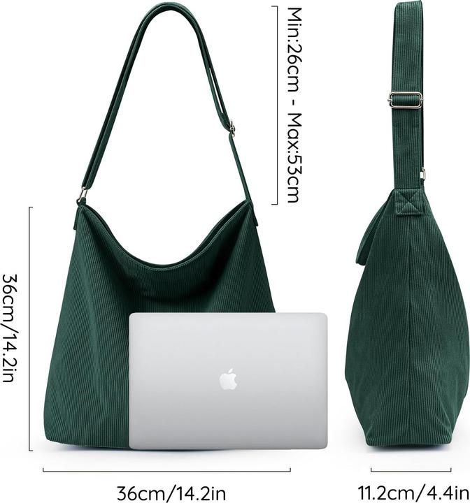 Produktbild Only-Bags.Store Kordtasche Umhängetasche mit Reissverschluss Wasserdichter Shopper Grosse Kord-Umhängetasche