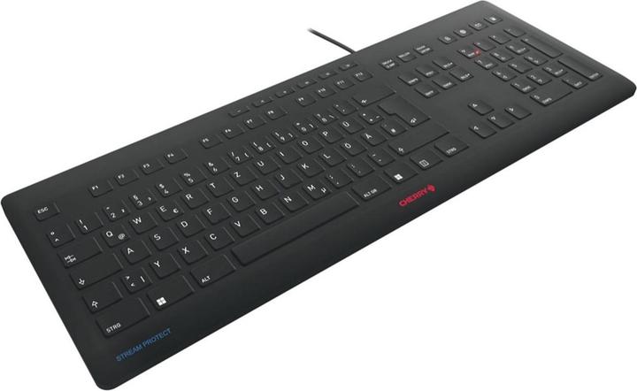Actual product image CHERRY TAS STREAM PROTECT KEYBOARD Corded DE-Layout black (DE, Cable)