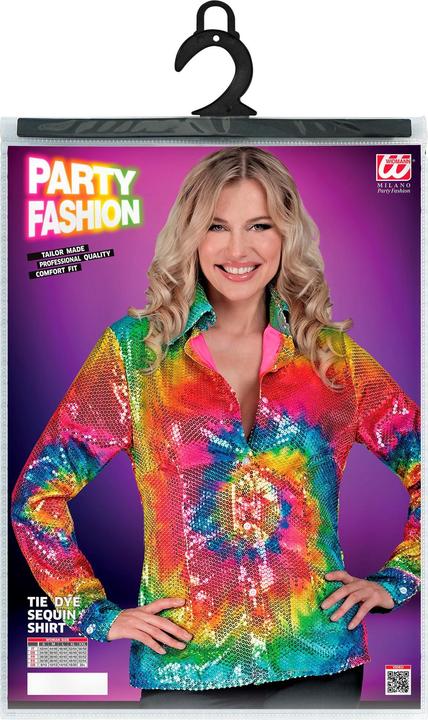 Actual product image Widmann Sequin blouse in tie dye pattern Rainbow (XXL)