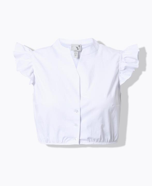 Actual product image Ulla Popken Ruffle Shoulder Button Down Dirndl Blouse (48)