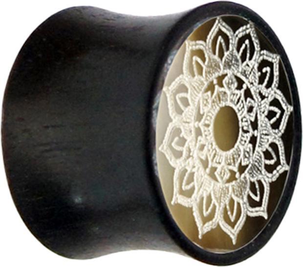 Image du produit Star Piercing Flared Plug Nacre Fleur de Lotus en bois de fer (sans laiton, Minéral, Organique)