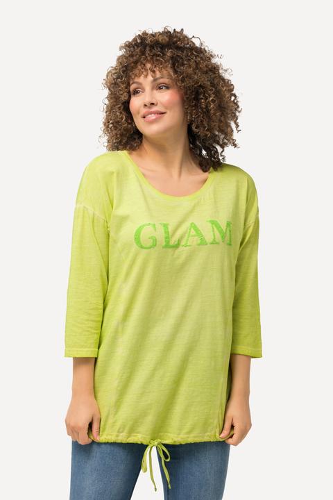 Image du produit Ulla Popken T-shirt à paillettes, manches longues et col rond. Coupe oversized. Cordon coulissant sous tunnel. (46, 48)