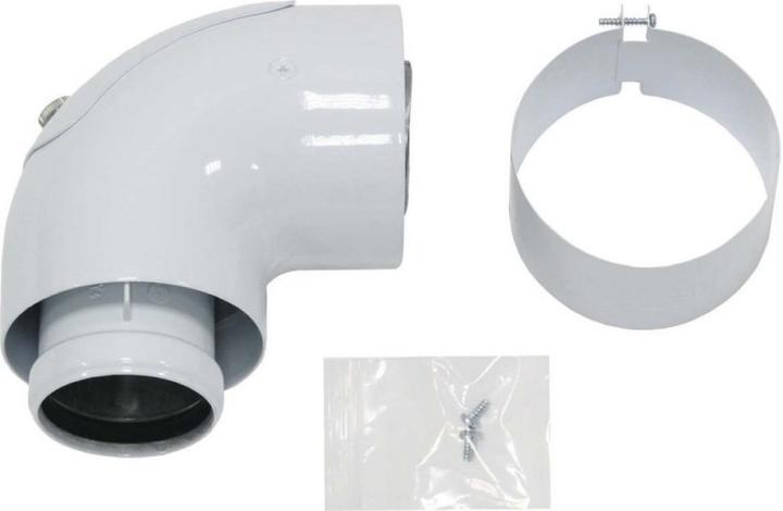 Vaillant Coude de révision 90 degrés turboTEC concent. alu. 60/100mm. avec raccord. Dessin de nettoyage.