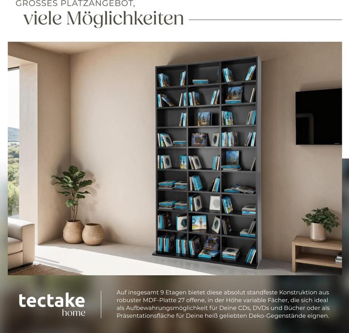 Immagine prodotto tectake Scaffale CD (102 x 23,5 x 180 cm)