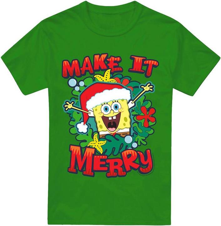 Produktbild Spongebob Squarepants Make It Merry TShirt weihnachtliches Design (3XL)