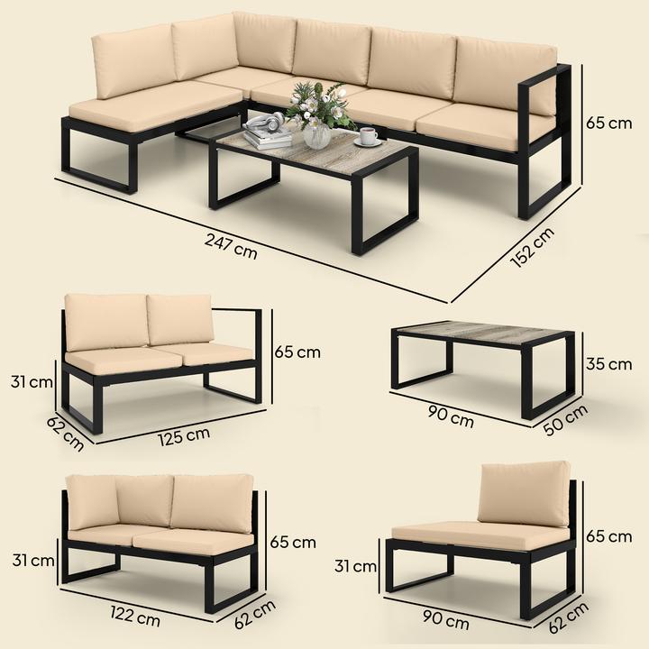 Produktbild Outsunny Gartenmöbel-Set Stahl, Polyester Khaki