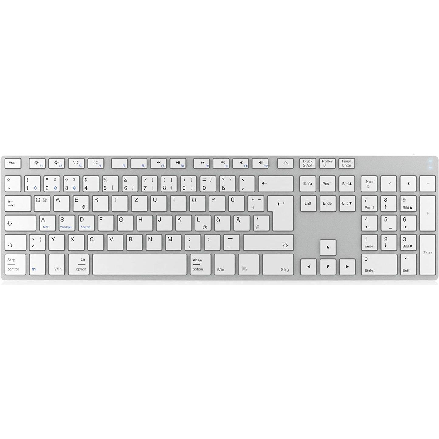 KeySonic KSK-8022BT (DE, Kabellos), Tastatur, Silber