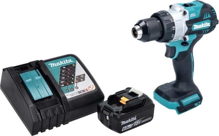 Produktbild Makita DHP 486 RG1 Akku Schlagbohrschrauber 18 V 130 Nm Brushless + 1x Akku 6,0 Ah + Ladegerät (Akkubetrieb)