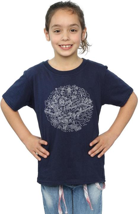 Actual product image Star Wars Girls Christmas Death Star Cotton T-Shirt (152, 158)
