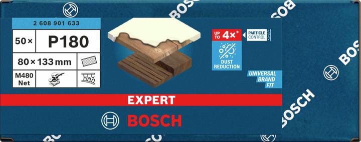 Produktbild Bosch Professional Zubehör EXPERT M480 Schleifnetz, 80 x 133 mm, G 180, 50 Stück (180)
