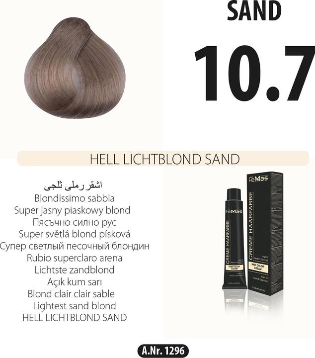 Image du produit FemMas 10.7) Couleur de cheveux blond clair sable 100ml (Blond clair sable)