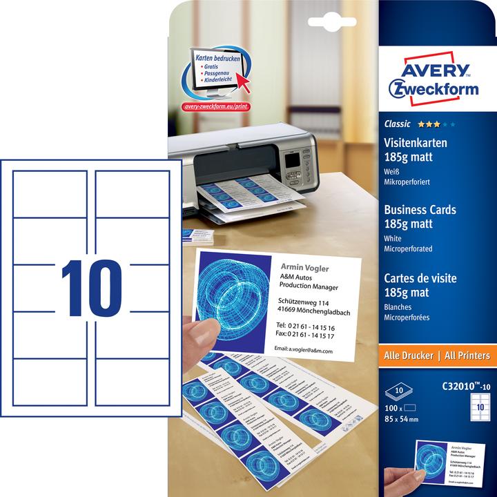 Actual product image Avery Classic (185 g/m², 10 x, A4)