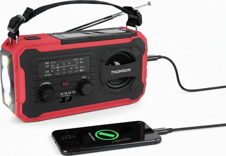 Image du produit Thomson Emergency Hand Crank Radio w/ Solar - Rouge (MF)