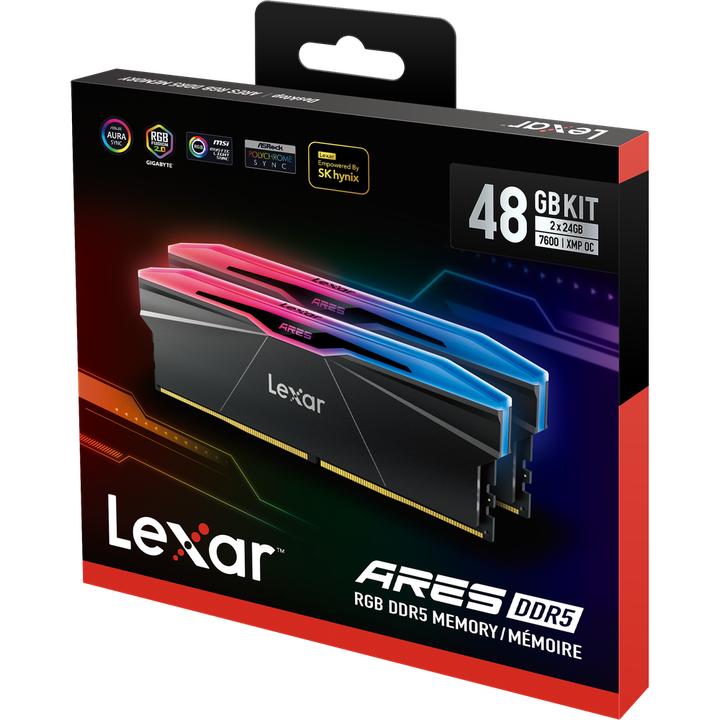 Produktbild Lexar PC-Speicher DDR5 ARES RGB 48GB(2*24GB)/7600 (2 x 24GB, 7600 MHz, DDR5-RAM, U-DIMM)