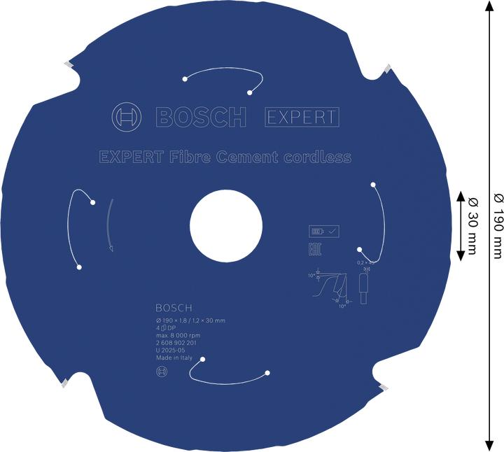 Produktbild DeWalt Bosch 2608902201 EXPERT cirkelzaagblad - 190 x 30 x 4T - vezelcementplaten