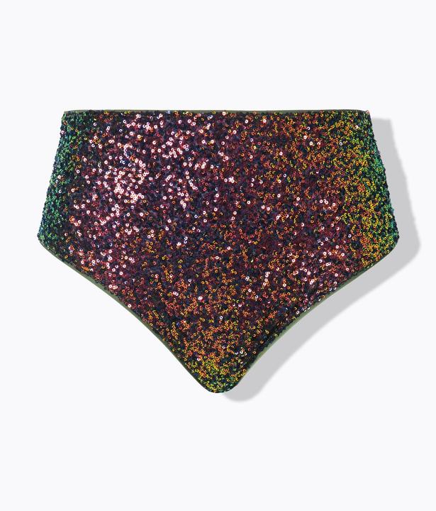 Studio Untold Bas de bikini, taille haute et paillettes