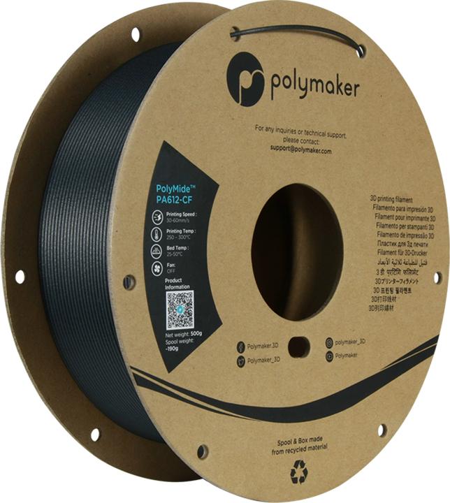Image du produit Polymaker PolyMide™ PA612-CF Noir (PA-CF, 1.75 mm, 500 g, Noir)