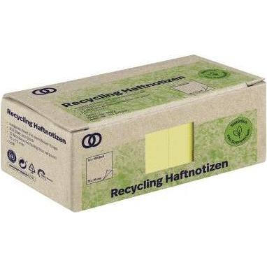 Soennecken, Haftnotiz, Haftnotiz oeco Recycling 75 x 75 mm (B x H) gelb 100 Bl./Block 12 Block/Pack. (75 x 75 mm)