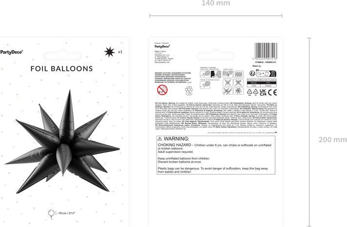 Produktbild Partydeco Foil balloon Star 3D, 70cm, black (1 pkt / 1 pc.) (1 Stück)